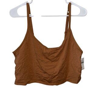Old Navy Womens 2X Brown Tan Cropped Tank Top With Adjustable Straps